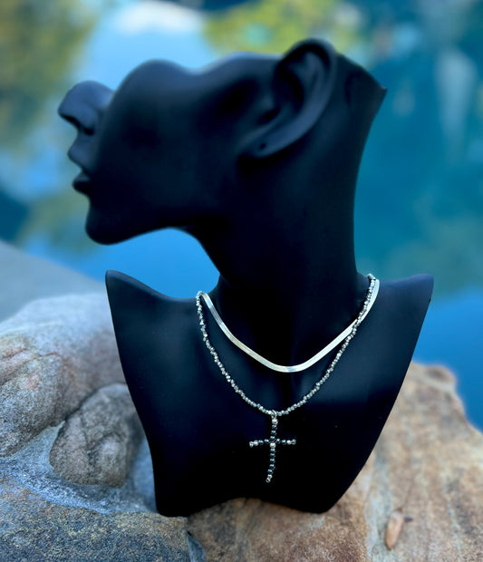 Hematite Cross Necklace